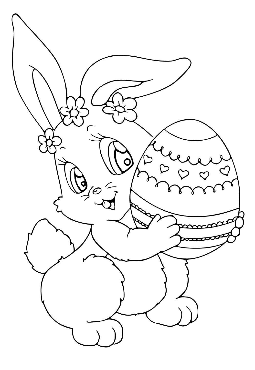 Free printable easter bunny cute coloring page for adults and kids