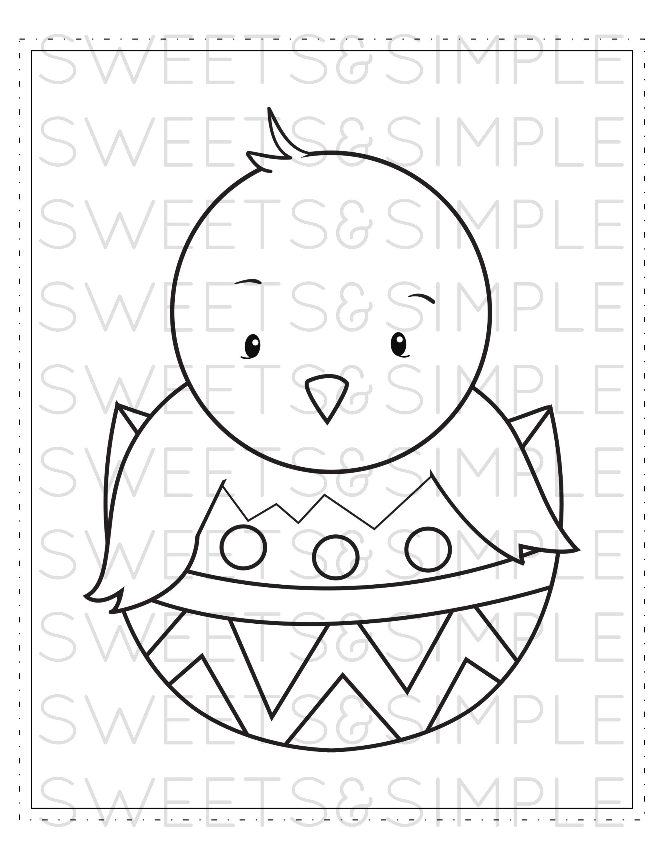 Easter coloring page easter coloring sheet baby chick easter egg spring activity sheet printable instant download