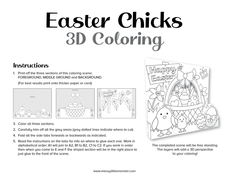 D easter colouring pages