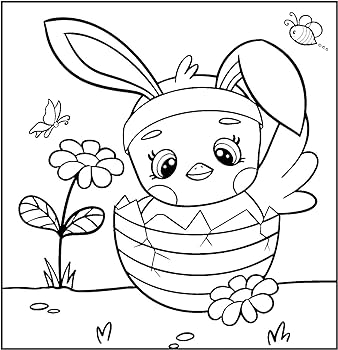 Easter coloring book for kids cute and simple easter bunny eggs and spring illustrations for kids ages
