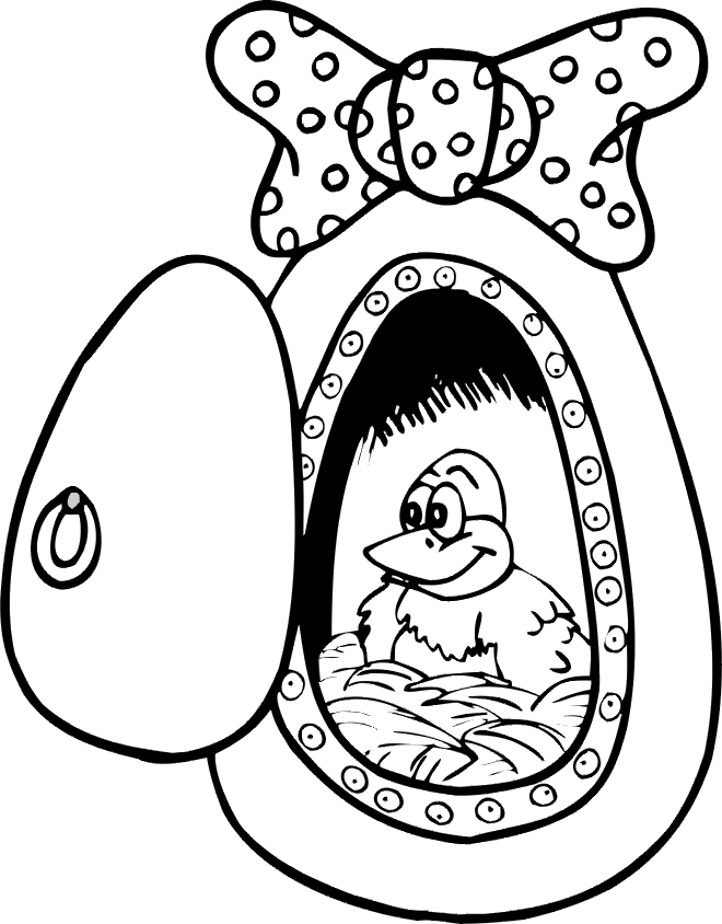 Printable easter coloring page chick in egg