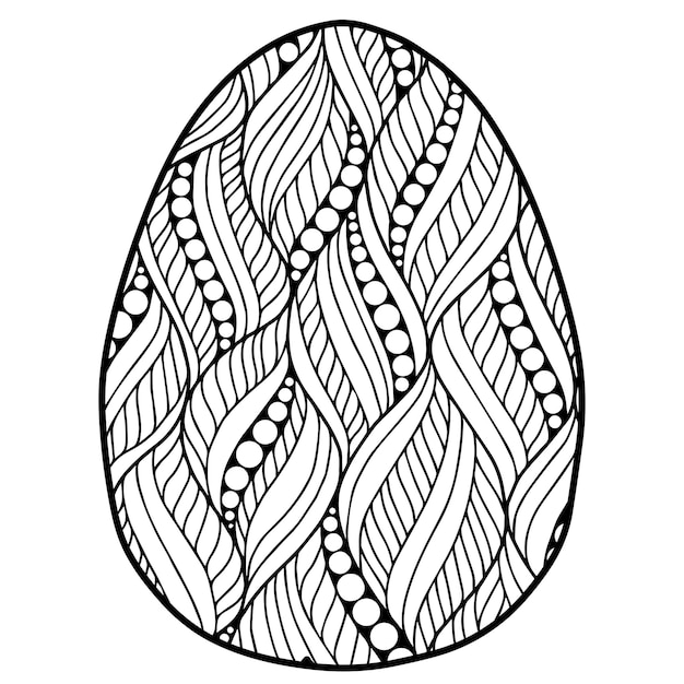 Premium vector vector coloring page black contour detailed easter egg in mandala style on white background