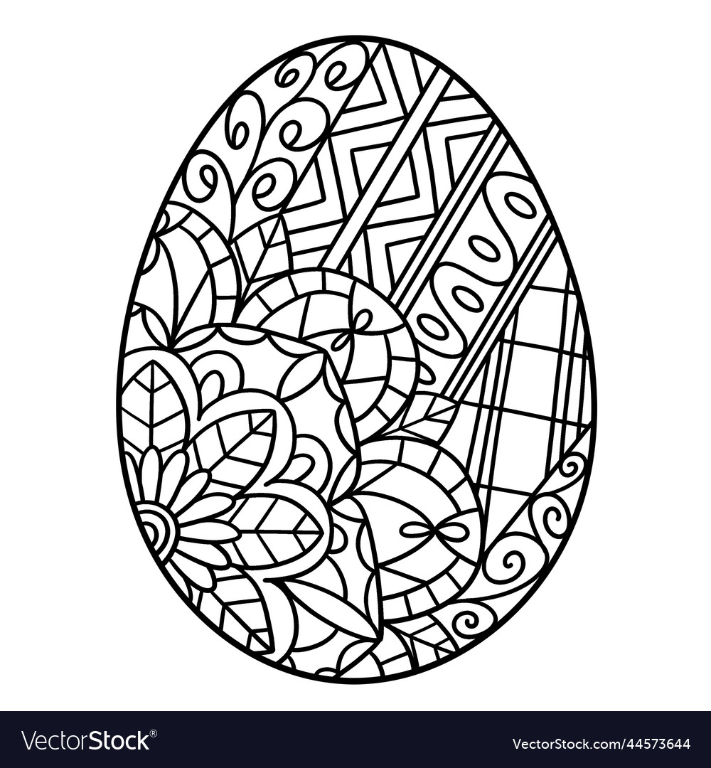 Easter egg mandala isolated coloring page vector image