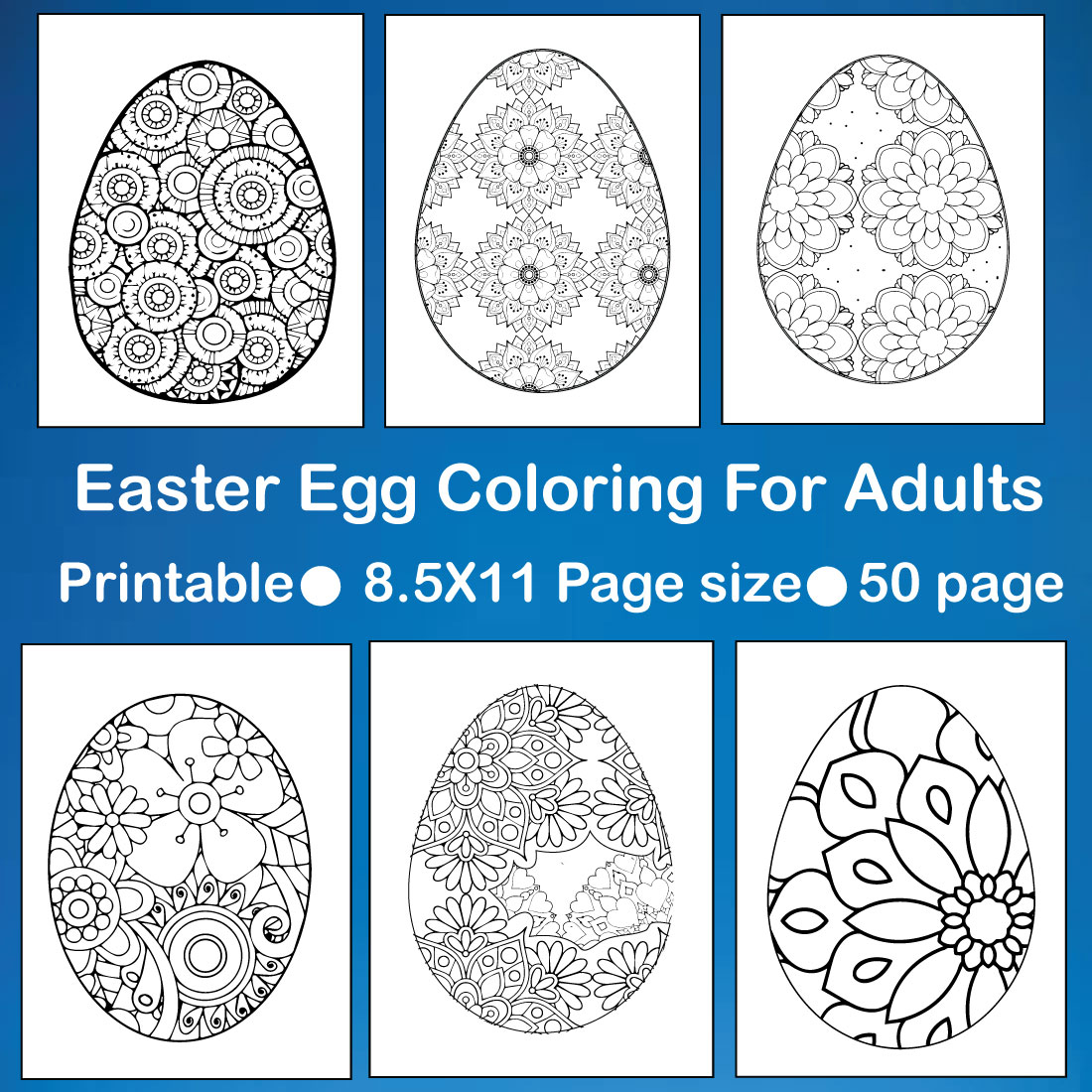 Mandala cute easter coloring pages for adults