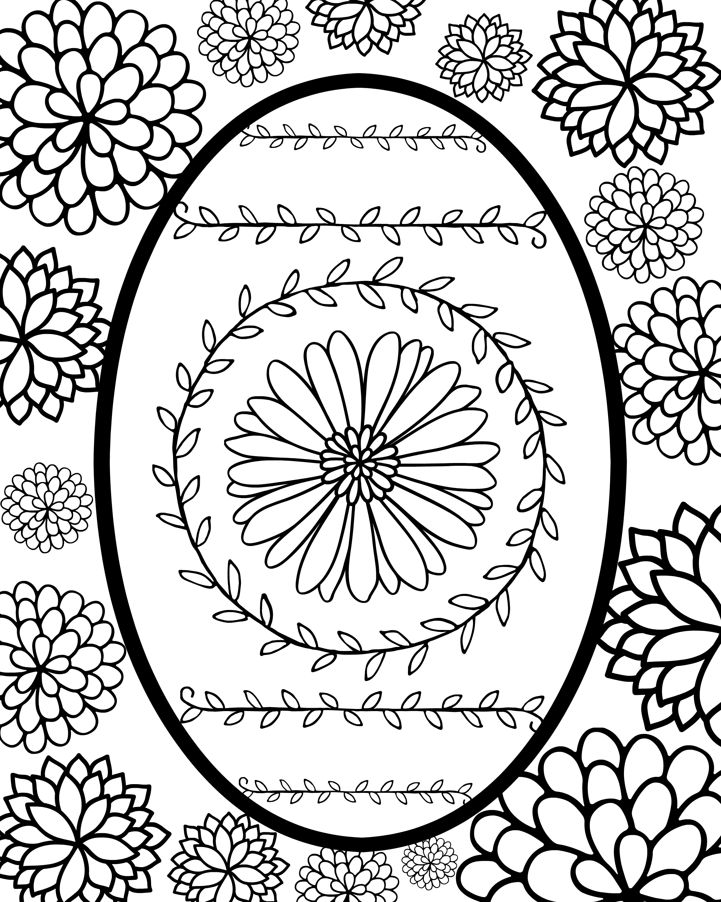 Faberge egg style easter egg printable coloring page