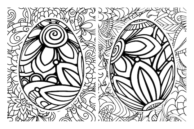 Premium vector hand drawn easter coloring pages for adults