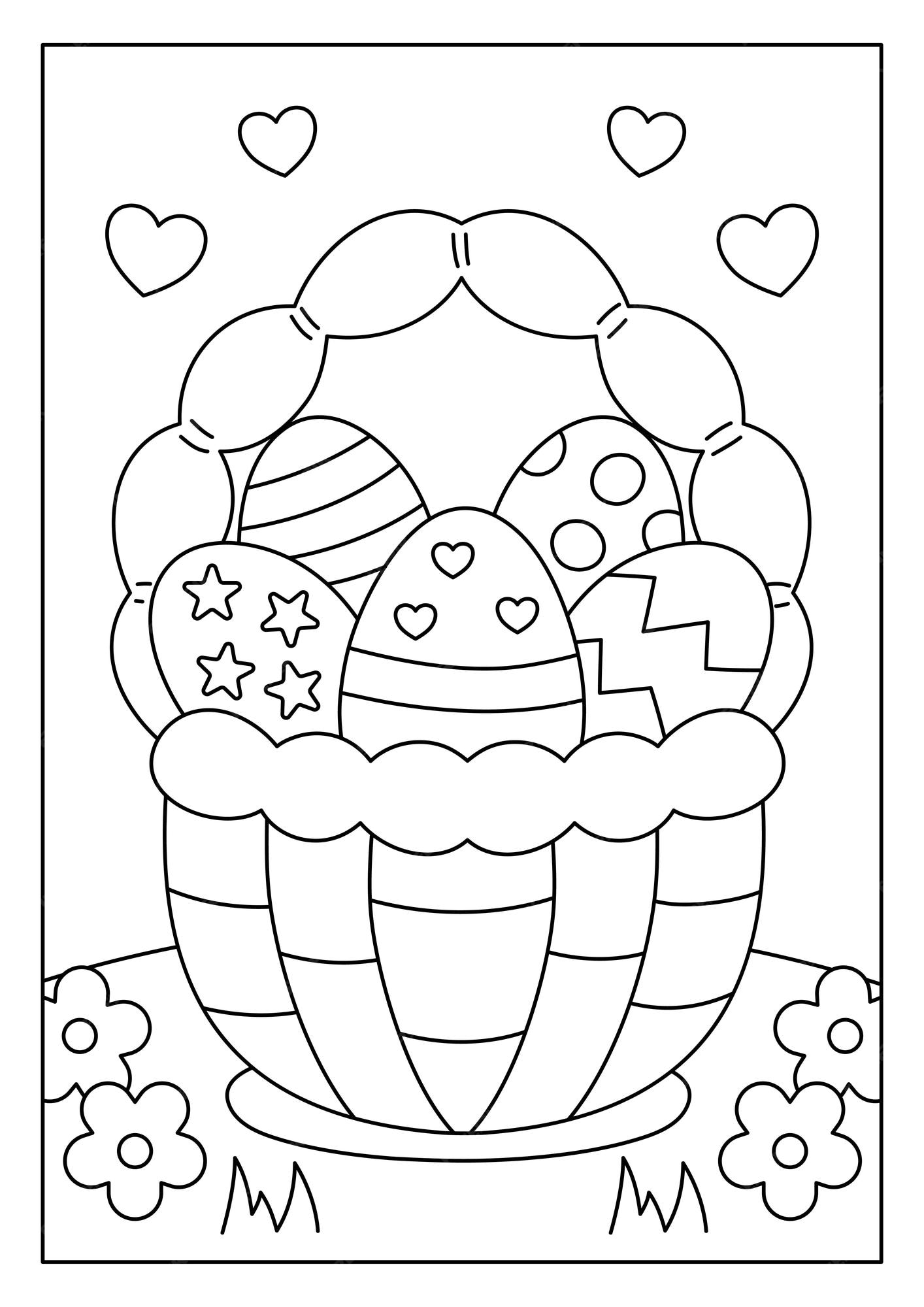 Premium vector easter coloring page for kid printable