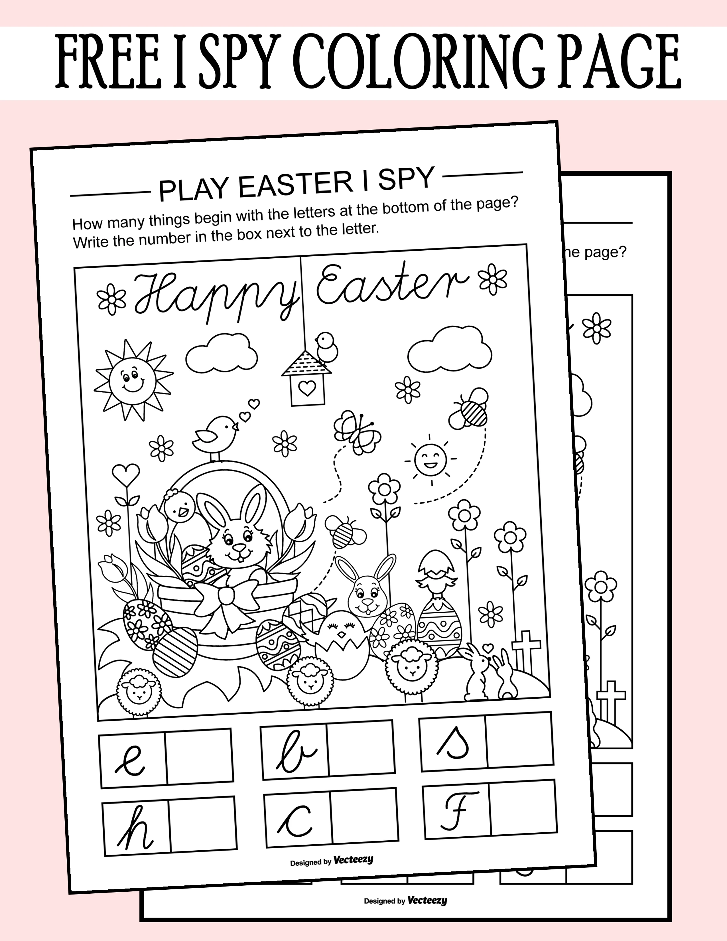 Easter i spy coloring page printable worksheet fun for kids of all ages