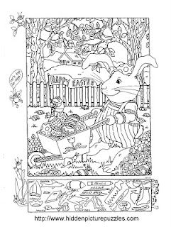Easter hidden picture puzzle and coloring page hidden picture puzzles hidden pictures printables hidden pictures