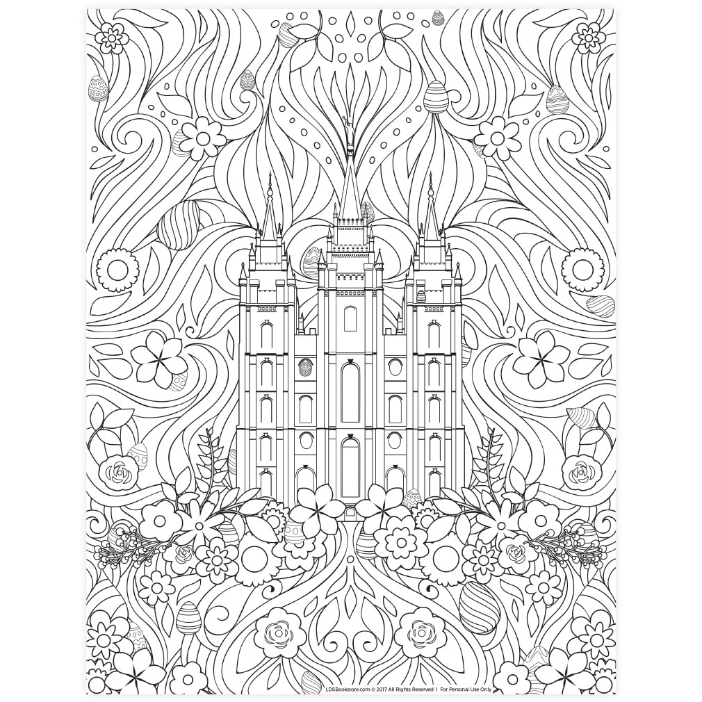 Easter salt lake temple coloring page