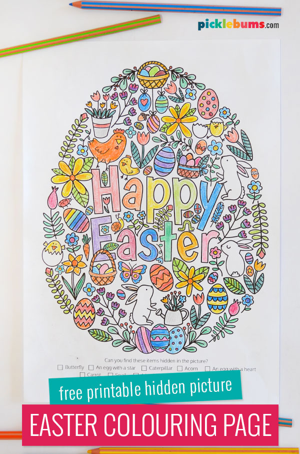 Happy easter colouring page