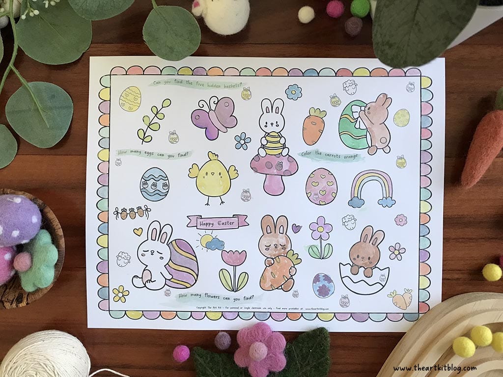 Free printable easter coloring page with hidden pictures â the art kit