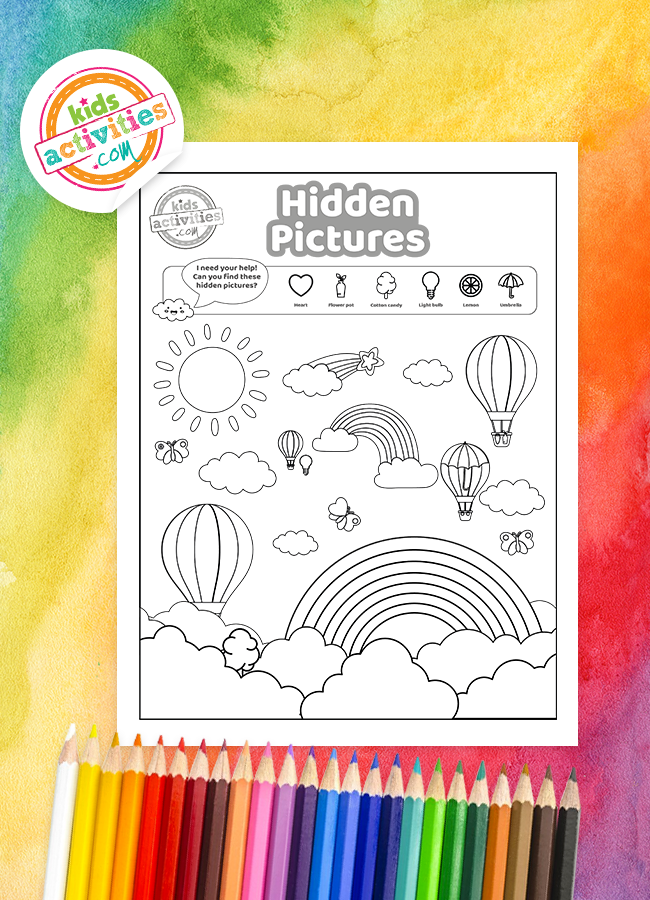 Printable rainbow hidden pictures printable puzzle kids activities blog