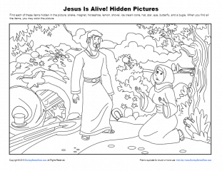 Jesus is alive hidden pictures on sunday school zone