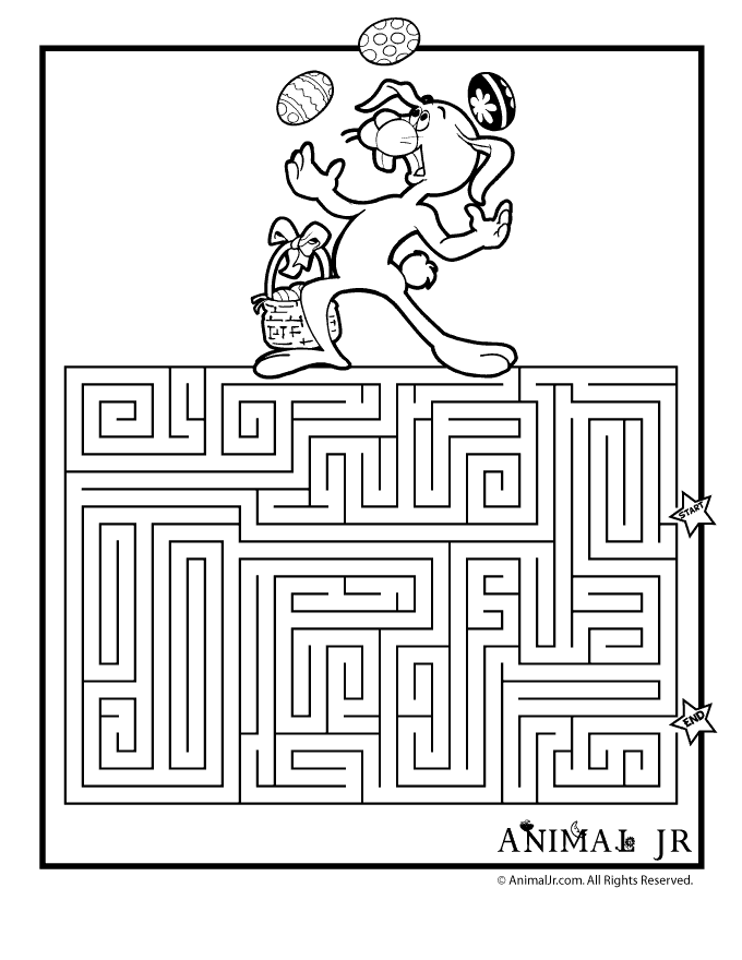 Animal jr easter bunny printable maze