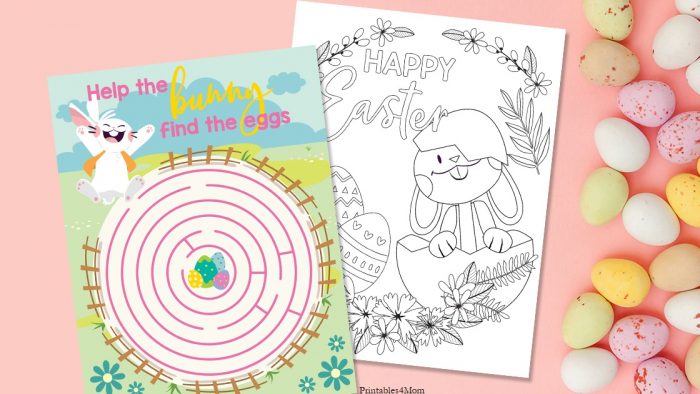 Easter maze and coloring page