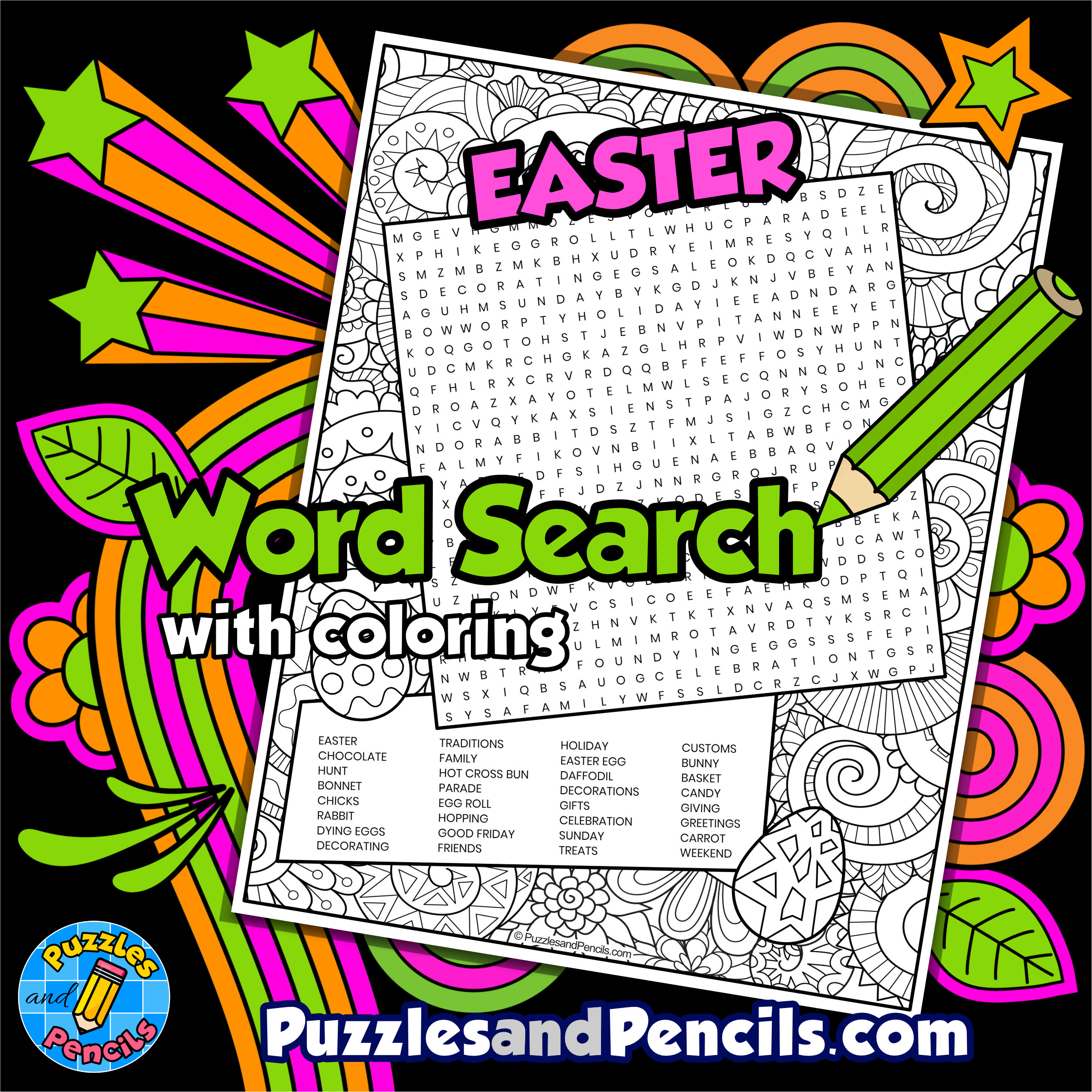 Easter word search puzzle with coloring easter wordsearch made by teachers