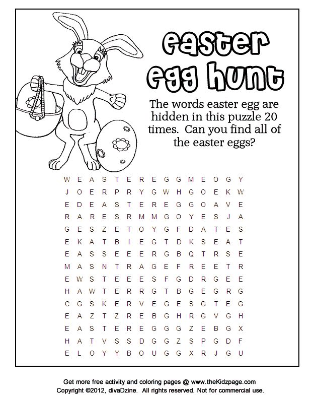 Easter egg hunt word search