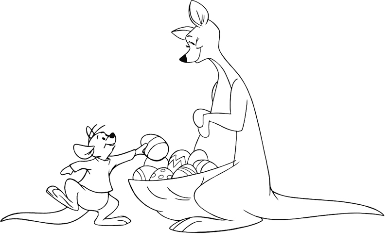 Winnie the pooh kanga and roo easter coloring page â printables for kids â free word search puzzles coloring pages and other activities