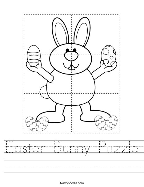 Easter bunny puzzle worksheet