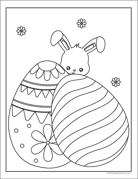 Free easter coloring pages printable set with bunnies chicks and eggs