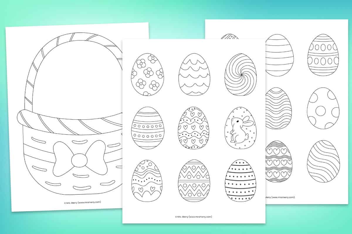 Easter eggs coloring pages free printable mrs merry