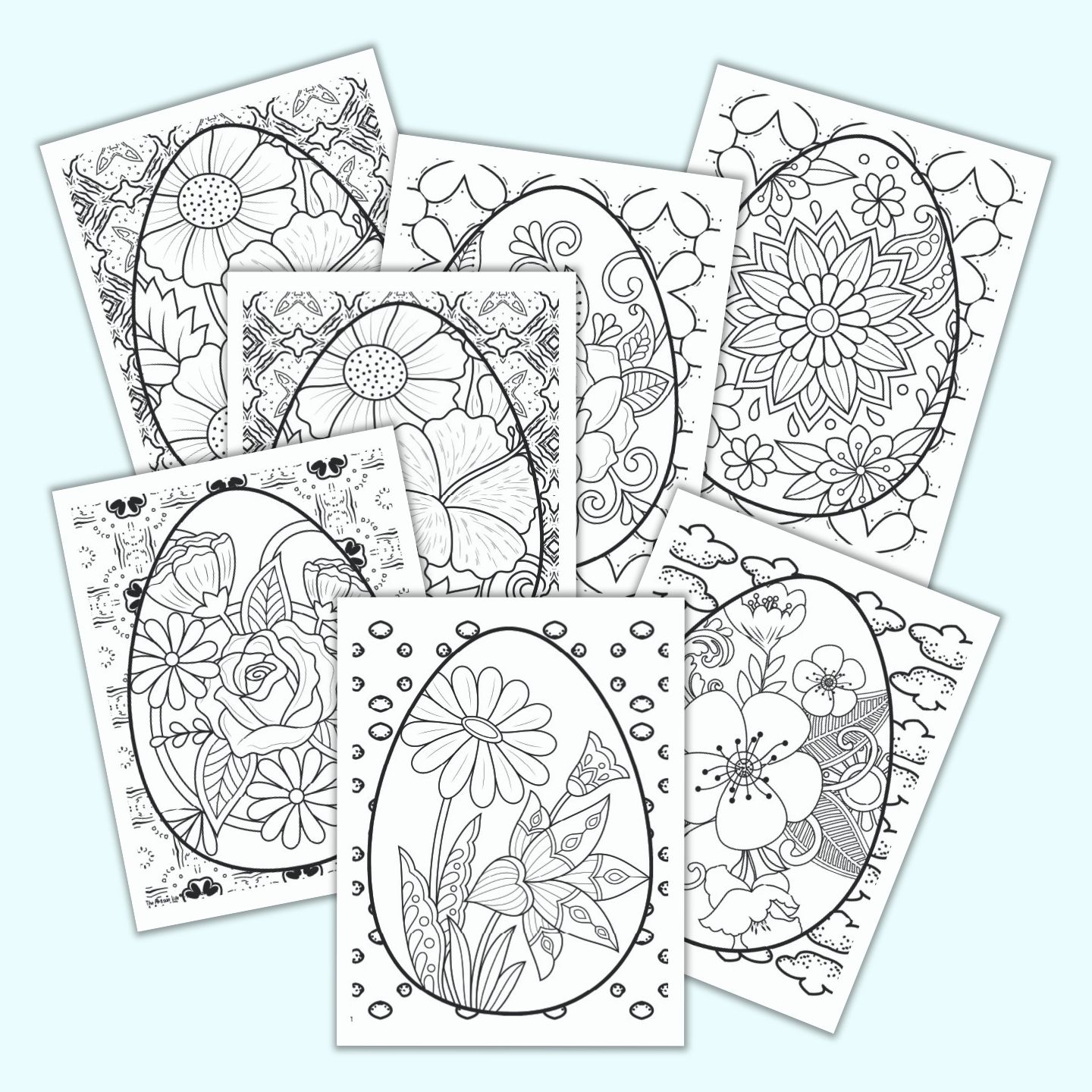 Free printable easter egg coloring pages for adults