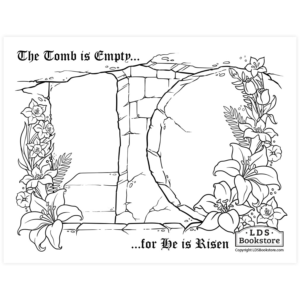 The tomb is empty easter coloring page