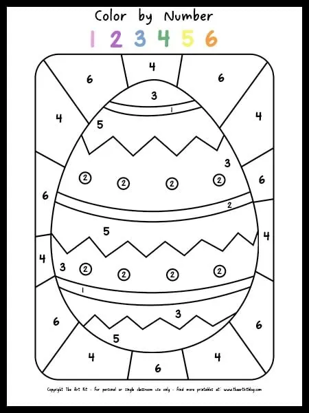 Free printable easter egg color by number coloring page with geometric shapes â the art kit