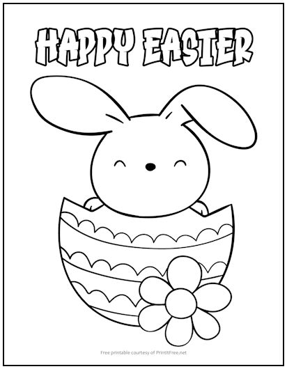 Happy easter bunny coloring page print it free