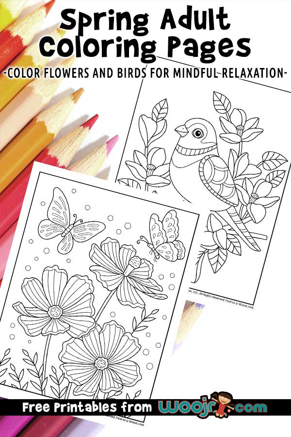 Spring adult coloring pages woo jr kids activities childrens publishing