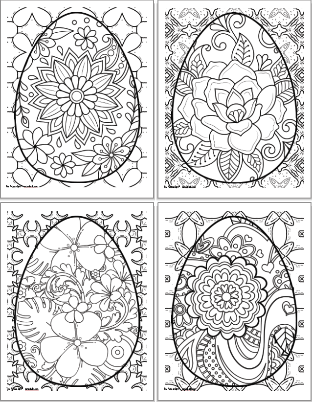 Free printable easter egg coloring pages for adults