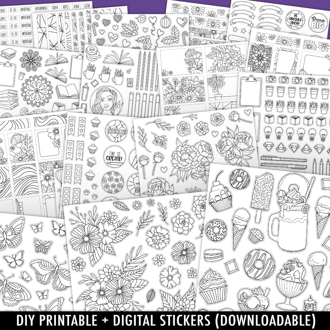 Coloring essentials printable stickers