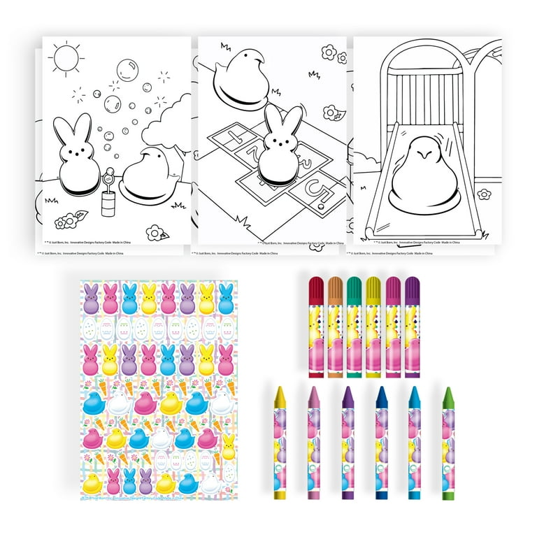 Peeps easter egg activity set includes coloring pages stickers markers crayons