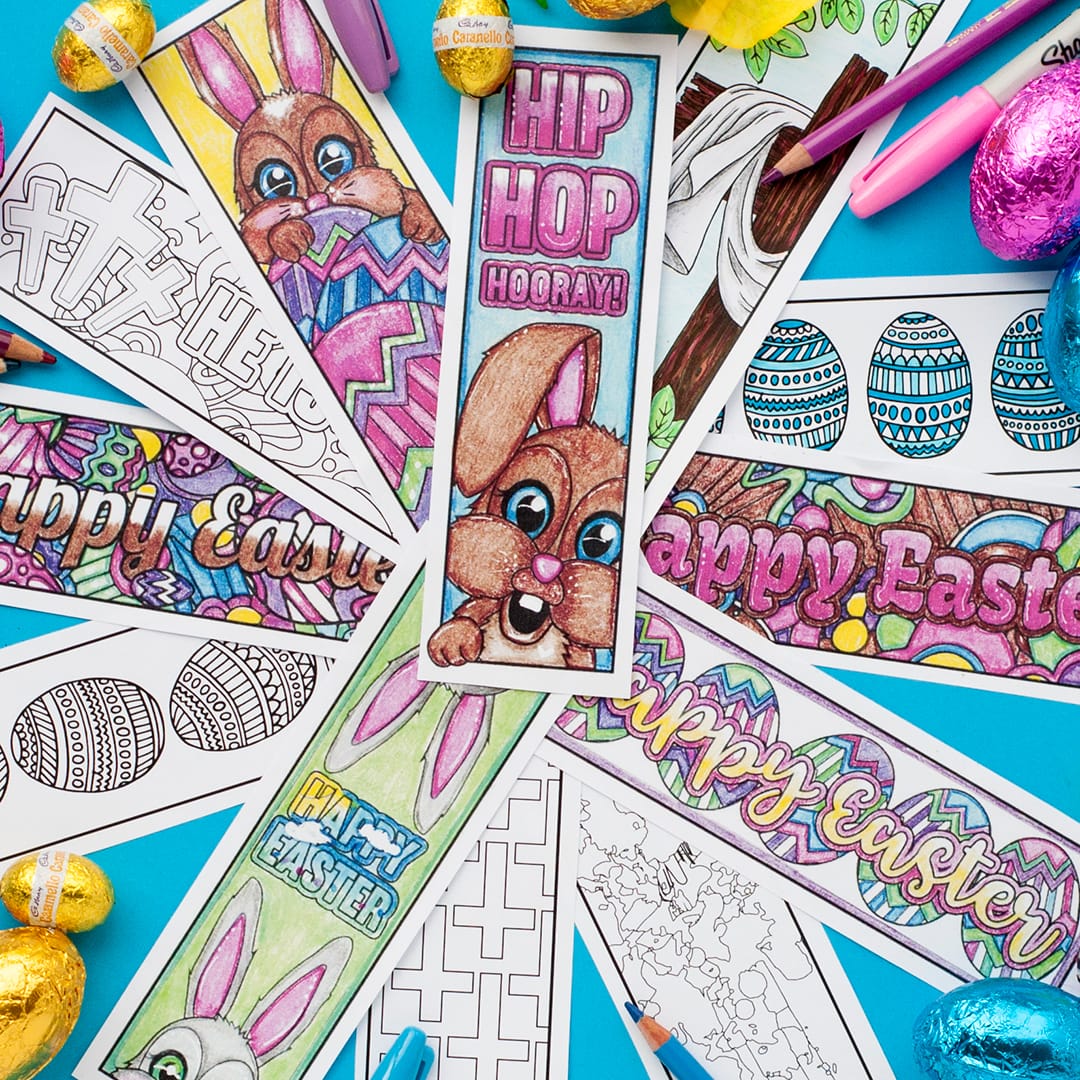 Easter coloring bookmarks set of