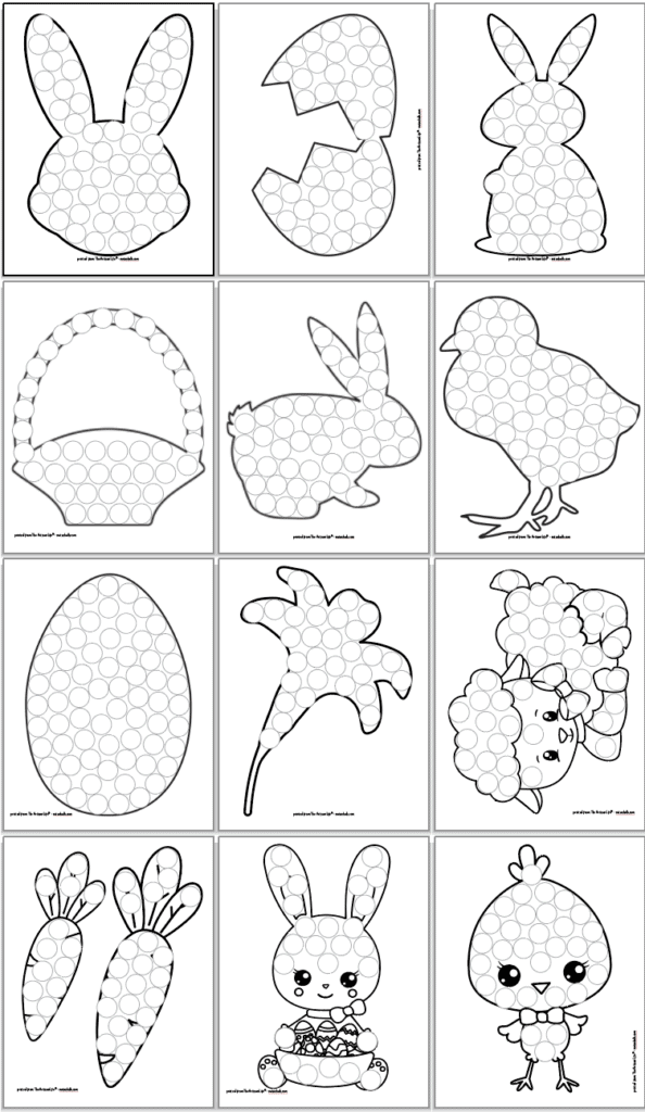 Free printable easter do a dot pages for toddlers and preschoolers