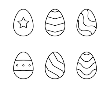 Premium vector easter eggs set vector lineart set of eggs with ornament perfect for easter pattern stickers coloring page logo banner hand drawn easter illustration spring holiday drawing black and white