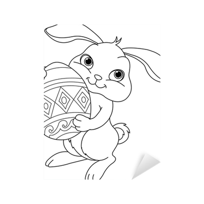 Sticker easter bunny coloring page