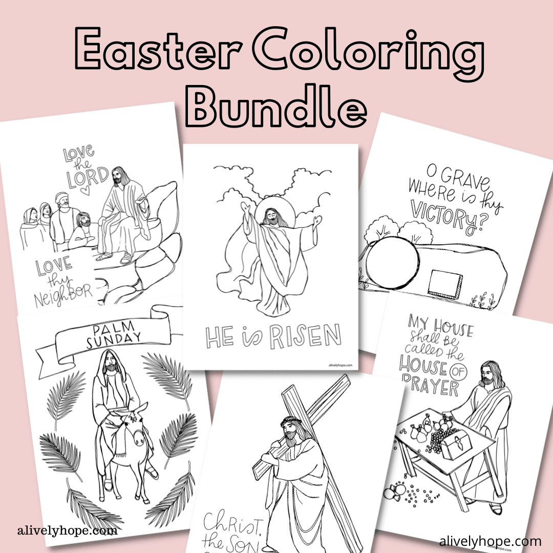 Easter story coloring bundle coloring poster coloring pages a lively hope