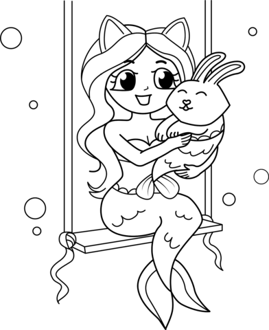 Cute mermaid coloring page free printable coloring pages