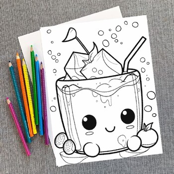 Cute kawaii food coloring book printable kawaii food coloring pages for kids