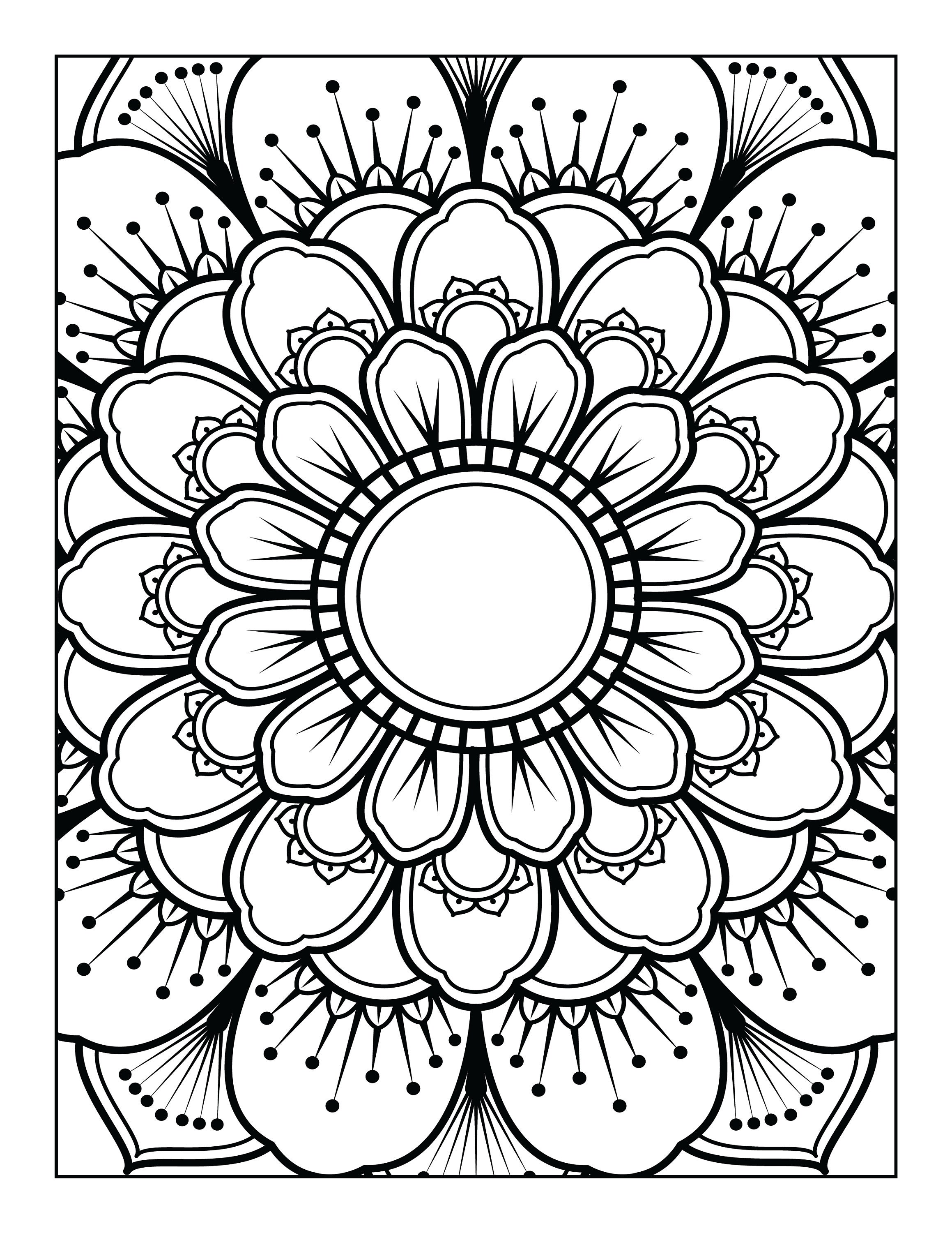 Printable mandala adult coloring pages floral easy coloring book mandalas