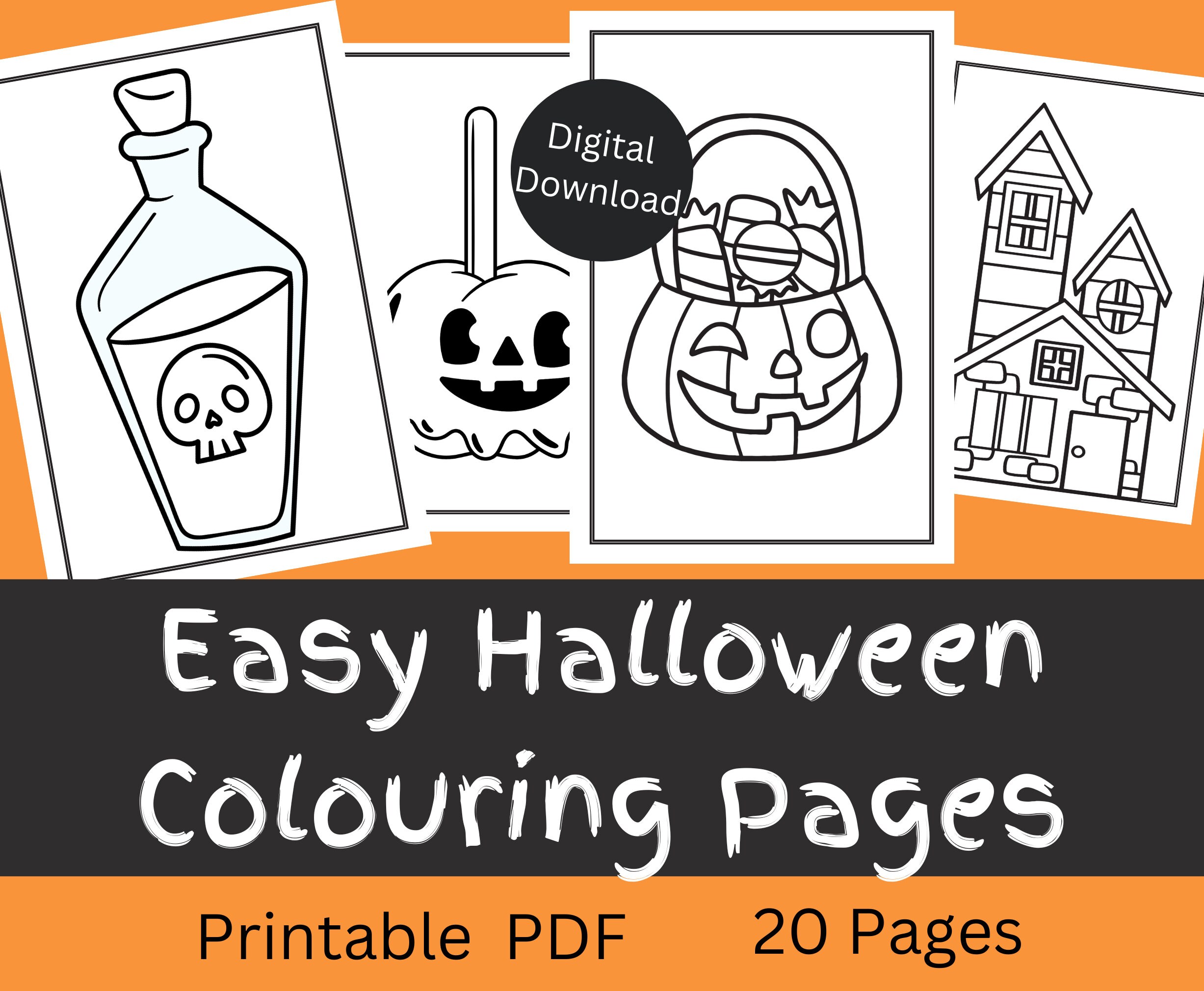 Halloween coloring pages printable easy x halloween coloring sheets coloring pages for kids instant download