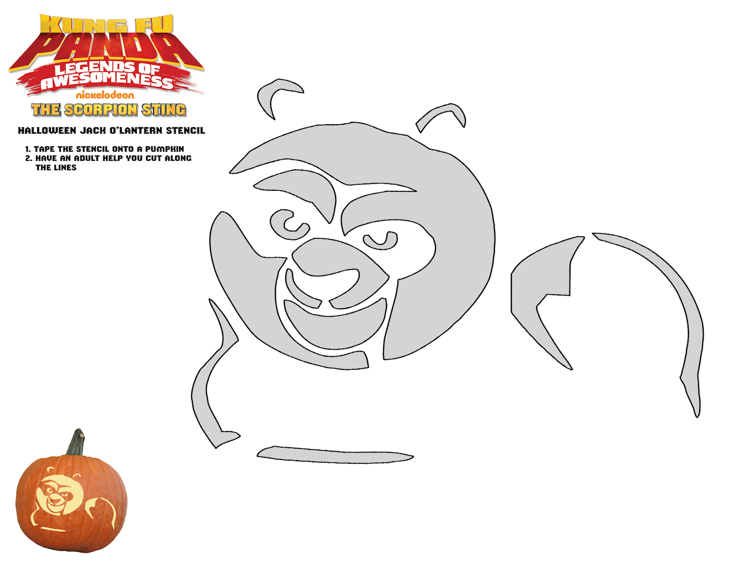 Free printable kung fu panda pumpkin stencil