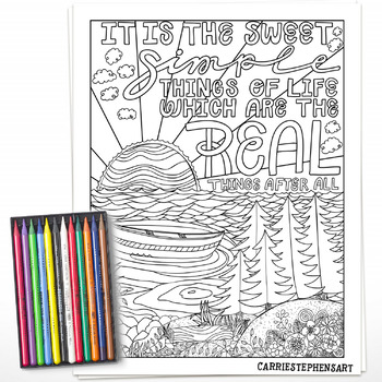 Sweet simple things positive mindset nature camping coloring page printable