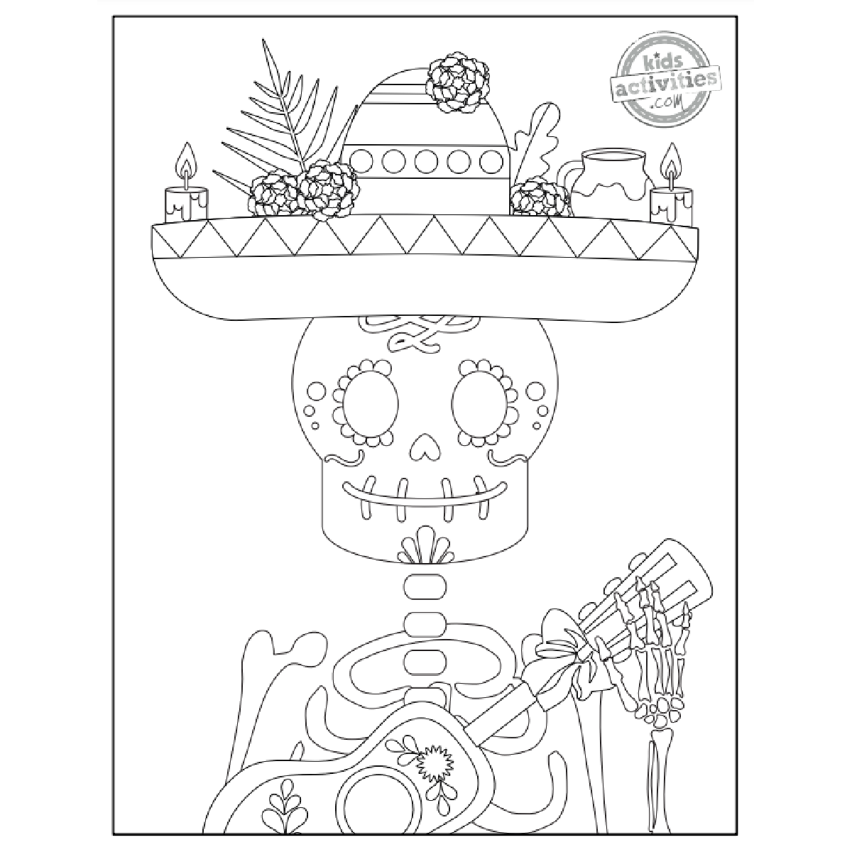 Beautiful day of the dead coloring pages for dia de muertos celebration kids activities blog
