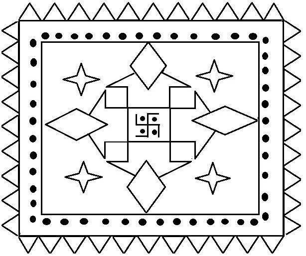 Rangoli coloring printable page for kids