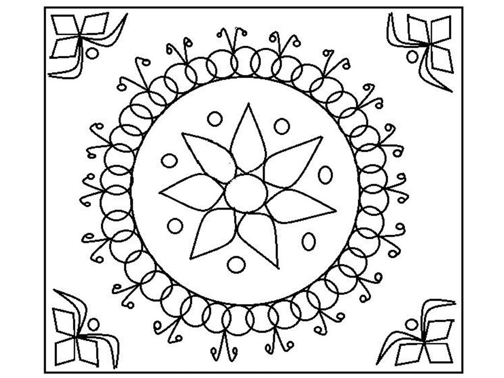 Free printable rangoli coloring pages for kids