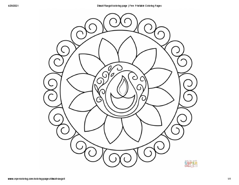 Diwali rangoli coloring page