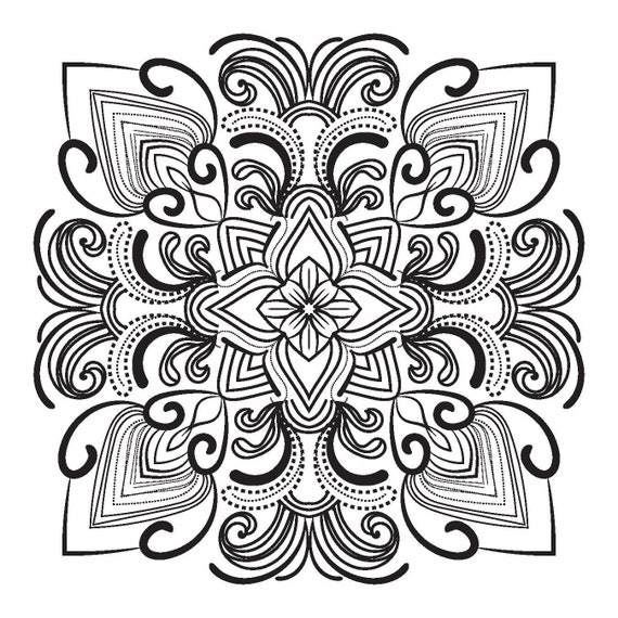 Mandala coloring page stress relief draw drawing paper digital file download adult kids education art project school work geometric art